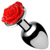 Booty Sparks Red Rose Anal Plug Small - Elegant Aluminum Butt Plug for Sensual Pleasure - Model RS-AP-S - Unisex - Intimate Play - Red - Adult Naughty Store