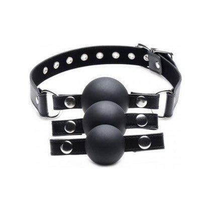 Strict Interchangeable Silicone Ball Gag Set Black - The Ultimate Pleasure Experience for All Genders