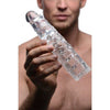 Introducing the Clear Enhancer Sleeve Penis Extension by PleasureMax - Model X3.0: A Sensational 3-Inch Length and Girth Boost for Him and Her in Transparent! - Adult Naughty Store