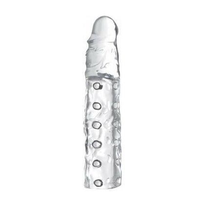 Introducing the Clear Enhancer Sleeve Penis Extension by PleasureMax - Model X3.0: A Sensational 3-Inch Length and Girth Boost for Him and Her in Transparent! - Adult Naughty Store