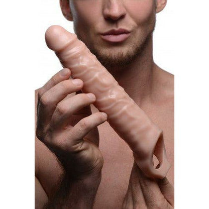 Introducing the SensaFlex™ 3 Inches Extender Sleeve Beige - A Premium Male Penis Extension for Enhanced Pleasure - Adult Naughty Store