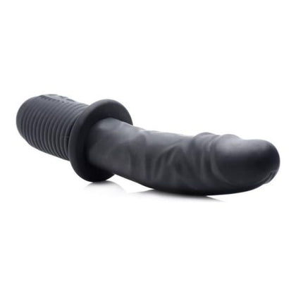 Introducing the PleasurePro Power Pounder Vibrating and Thrusting Silicone Dildo - Model PP-3000: The Ultimate Black Pleasure Machine for Unparalleled Stimulation and Satisfaction