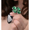 Booty Sparks Lucky Clover Gem Anal Plug Small - Petite Metal Anal Plug with Clover Jewel Design - Model LS-001 - Unisex Anal Pleasure - Silver - Adult Naughty Store