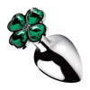 Booty Sparks Lucky Clover Gem Anal Plug Small - Petite Metal Anal Plug with Clover Jewel Design - Model LS-001 - Unisex Anal Pleasure - Silver - Adult Naughty Store