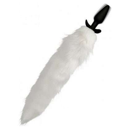 White Fox Tail Slender Vibrating Anal Plug - Model XH-420 - Unisex Pleasure - Vibrant White