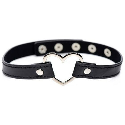 Dark Heart Chrome Black Choker - BDSM Submissive's Delight - Model DH-001 - Unisex - Neck Pleasure - Black