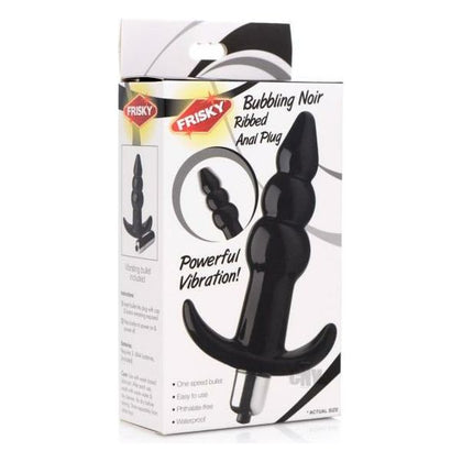 Introducing the SensaPlugs Frisky Bubbling Noir Ribbed Anal Plug - Model SP-3000. The Ultimate Pleasure Experience for All Genders! - Adult Naughty Store