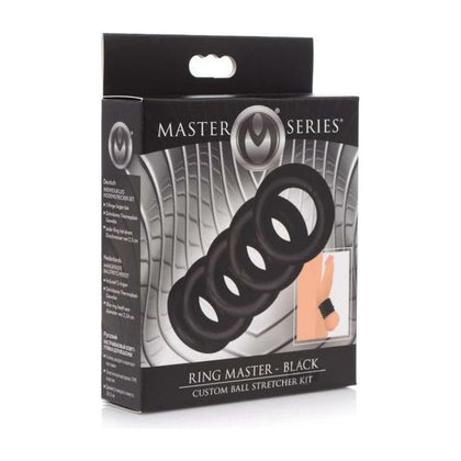 Introducing the SensaStretch™ Ms Ring Master Ball Stretching Kit 6pc: Versatile Pleasure for Men, Targeting Scrotum Stimulation, in Sleek Obsidian Black - Adult Naughty Store