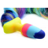 Introducing the Luxe Pleasure Rainbow Unicorn Tail Anal Plug - Model X124: The Ultimate Delight for All Genders, Offering Sensational Pleasure in Vibrant Rainbow!