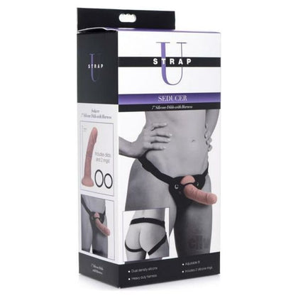 Strap U Seducer 7 Vanilla Strap-On Harness Set - Model SU-7V - Unisex - Dual Density Dildo - Pleasure for All Areas - Creamy Beige - Adult Naughty Store