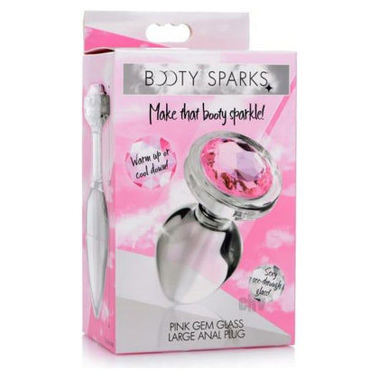 Booty Sparks Pink Gem Glass Anal Plug LG - A Luxurious Pleasure Jewel for Intense Backdoor Stimulation - Adult Naughty Store