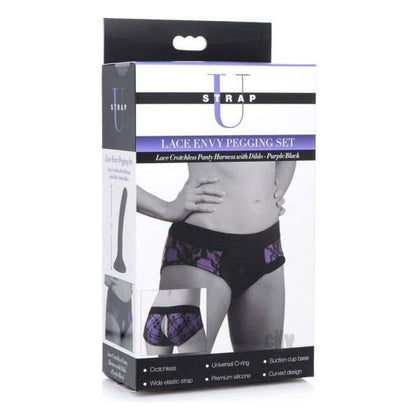 Strap U Lace Envy Pegging Set Purple - Adult Naughty Store