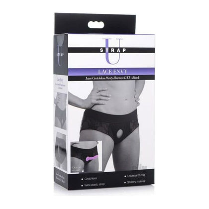 Strap U Lace Envy Crotchless Harness L-XL - Black Lace Lingerie for Women, Model: Harn L-XL