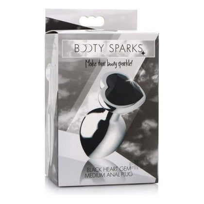 Booty Sparks Black Heart Gem Plug Md - Elegant Black Heart Gem Anal Plug for Sensual Backdoor Pleasure - Adult Naughty Store