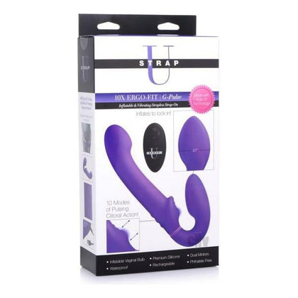 Strap U Ergo Fit G Pulse Purple Dual-Ended Strapless Strap-On Dildo for Intense Couples Pleasure - Adult Naughty Store