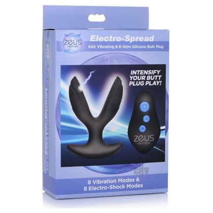 Zeus Electro-Spread 64x Butt Plug - Intense E-Stim and Vibration Pleasure for Him - Black