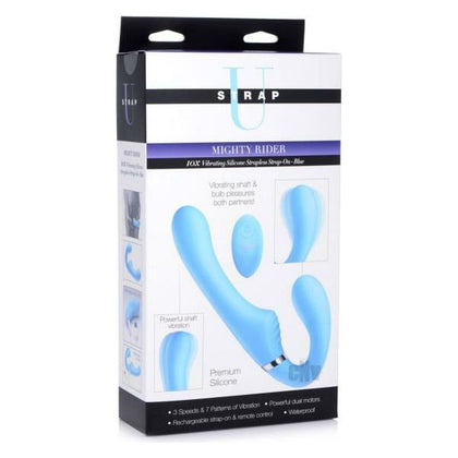 Strap U Mighty Rider Blue - Strapless Double Ended Vibrating Strap-On for Blended Orgasms - Adult Naughty Store