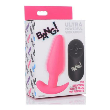 Velvety Pleasure: Bang 21x Vibe Butt Plug W-remote Pink - Ultimate Remote Controlled Silicone Butt Plug for Intense Backdoor Stimulation - Adult Naughty Store