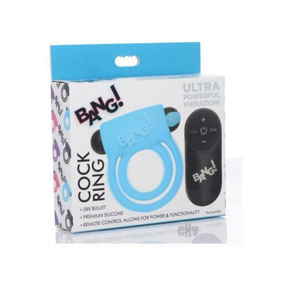 Bang! Cring and Bullet W-Remote Blue - Silicone Cock Ring with Vibrating Bullet for Clitoral Stimulation - Adult Naughty Store