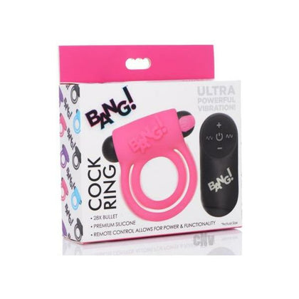 Bang! Silicone Cock Ring with Vibrating Bullet - Model W-Remote Pink - Enhance Pleasure for Him and Her - Adult Naughty Store