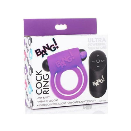 Bang! Silicone Cock Ring and Bullet Combo - Model BCR-1001 - Male Pleasure Enhancer - Purple - Adult Naughty Store