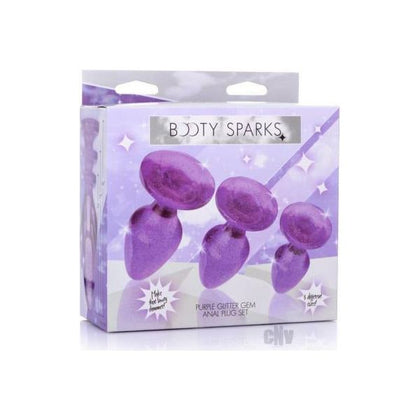 Booty Sparks Glitter Gem Plug Set - Purple, Model XYZ - Unisex Anal Pleasure - Adult Naughty Store