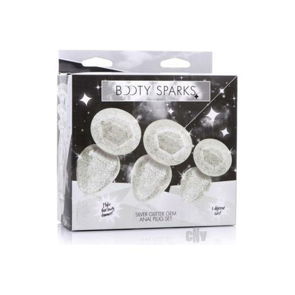 Introducing the Booty Sparks Glitter Gem Plug Set Silver: A Luxurious Collection for Alluring Anal Pleasure! - Adult Naughty Store