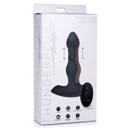 Thunder Plugs Vibe And Thrust Plug Black - Premium Silicone Anal Pleasure Toy for Intense Sensations - Model TPA-2021 - Unisex - Multi-Speed Vibrations and Thrusting Functions - Adult Naughty Store