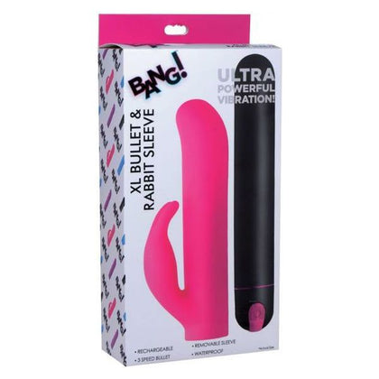 Bang XL Bullet and Rabbit Sleeve - Powerful Pink Silicone Vibrating Bullet for Dual Pleasure - Model XRB-2021 - Women's Clitoral and Internal Stimulation - Waterproof and Rechargeable - Adult Naughty Store