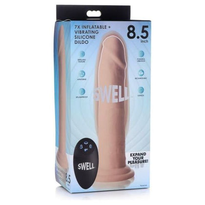 Introducing the SensaSwell 7X Inflate and Vibe Dildo 8.5 - The Ultimate Pleasure Enhancer for All Genders, Offering Intense Stimulation and Customizable Size in a Luxurious Vanilla Color - Adult Naughty Store