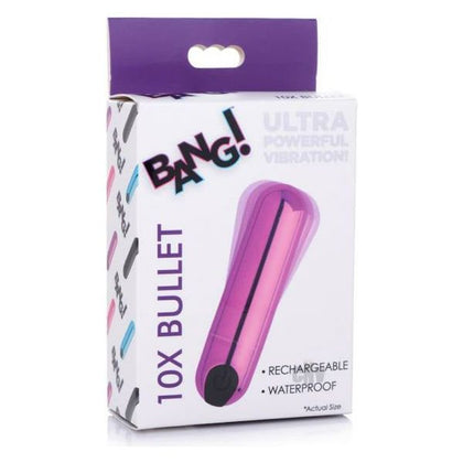Bang 10x Metallic Bullet Purple - Powerful Vibrating Bullet for Intense Pleasure - Model B10X-P - Unisex - Perfect for Clitoral Stimulation