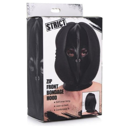 Strict Bondage Hood - Zip Front, Model XYZ123, Unisex, Sensory Deprivation, Black