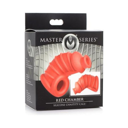 Crimson Chamber Silicone Chastity Cage - Model CC-200 - Male - Cock and Ball Restriction - Dark Red
