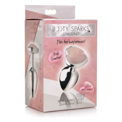 Booty Sparks Rose Quartz Heart-Shaped Gem Aluminum Alloy Butt Plug - Model RS-HPBP-001 - Unisex Anal Pleasure Toy - Pink - Adult Naughty Store