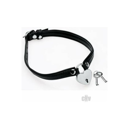 Introducing the Luxe Collection: Heart Lock Choker W-key Black - The Ultimate Symbol of Ownership and Power Exchange in BDSM