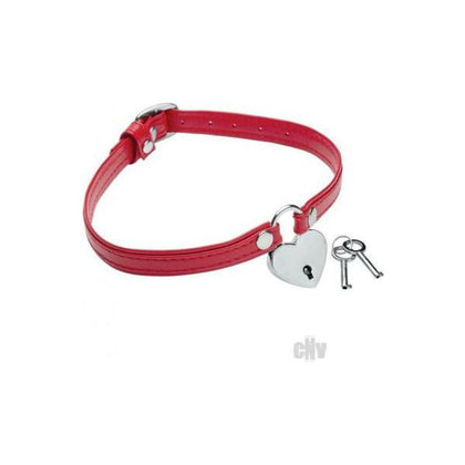 Introducing the Exquisite Lockable Heart Choker - A Captivating Symbol of Ownership for BDSM and Chastity Play in Red