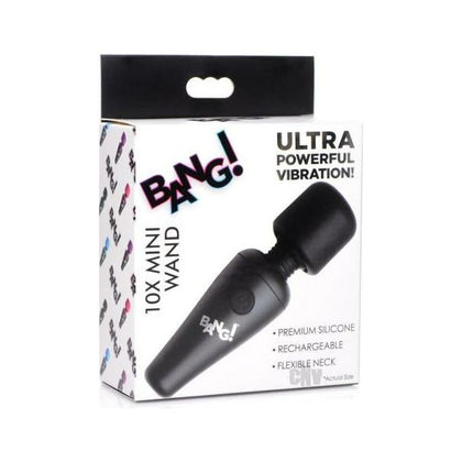 Bang! 10x Vibe Mini Silicone Wand Black - Powerful Pleasure Toy for All Genders and Sensational Stimulation - Adult Naughty Store