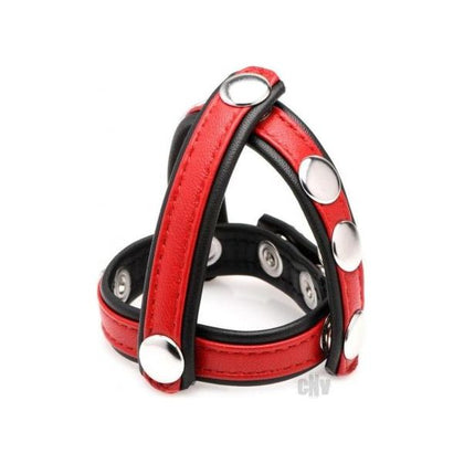 CG Leather Snap-On Harness Red - Premium Real Leather Cock and Ball Strap for Adjustable Comfort and Support