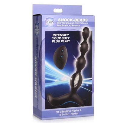 Zeus Shock Beads W-remote Black: Premium Silicone Anal Beads with Vibration, E-Stim, and Handsfree Remote Control - Model ZSB-WR01 - For Men and Women - Intense Backdoor Pleasure - Black