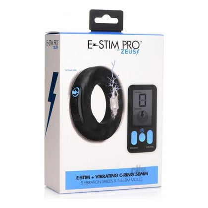 Zeus E-Stim Pro Vibrating Cock Ring with Remote Control - Model 50mm - Male Pleasure - Black/Blue