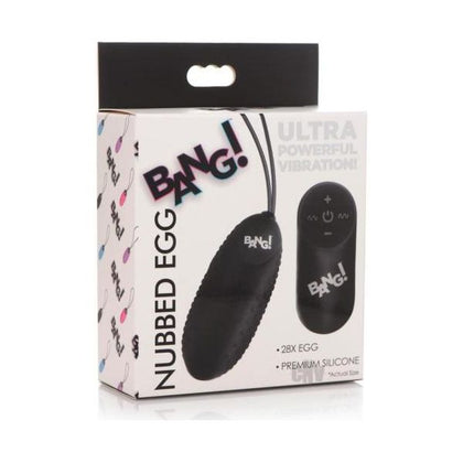 Silicone Pleasure Egg Vibrator - Bang 28x Nubbed Black - Intense Stimulation for All Genders