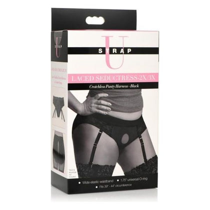 Strap U Lace Seductress 2x-3x Black

Introducing the Sensual Elegance Lace Seductress Strap-On Harness for Plus Size Women - Model 2x-3x in Black