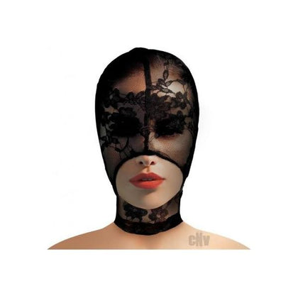 Lace Seduction Lace Bondage Hood - Intimate Submissive Mask for Kinky Play - Model LS-1001 - Unisex - Enhances Sensual Mystery - Black