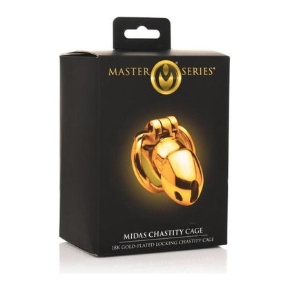 Midas 18k Gold-Plated Locking Chastity Cage - Model MC-001 - Unisex - Ultimate Pleasure and Elegance in Gold