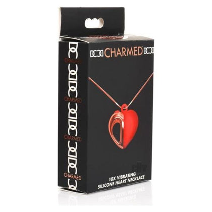 Introducing the Charmed 10x Vibe Silicone Heart Necklace - A Sensational Red and Rose Gold Vibrating Necklace for Intimate Pleasure