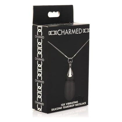 Charmed 10x Vibe Silicone Tear Necklace - Premium Silicone Vibrating Necklace for Sensual Pleasure - Model: 10x Vibe - Gender: Unisex - Enhance Intimate Moments - Color: Black/Silver