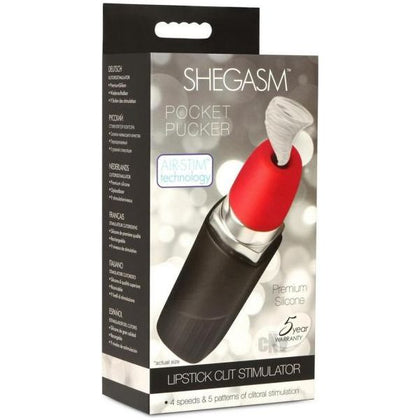 Shegasm Pocket Pucker Lipstick Vibrator - Model Pocket Pucker 101 - Unisex Clit and Nipple Pleasure Toy - Red