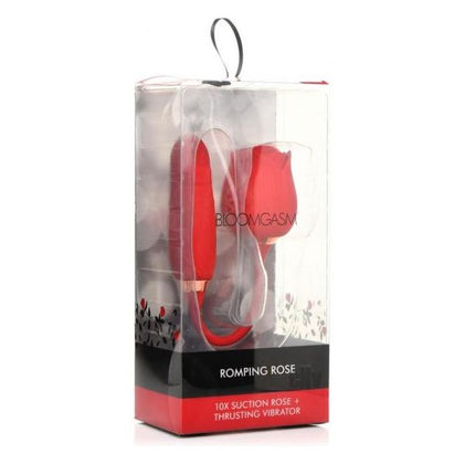 Bloomgasm Romping Rose Red - Premium Silicone Thrusting and Sucking Rose Vibrator for Women - Model RRR-2021 - G-Spot and Clit Stimulation - Red