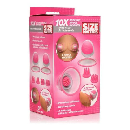 Introducing the SensaSilk 10x Rotate Nipple Suckers - Model NS-2021X - For Enhanced Nipple Stimulation and Pleasure - Pink - Adult Naughty Store