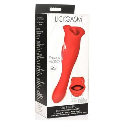 Introducing the SensaPleasure Lickgasm Kiss Tell Pro Red Dual-Ended Kissing Vibrator for Women - Unleash Your Deepest Desires!